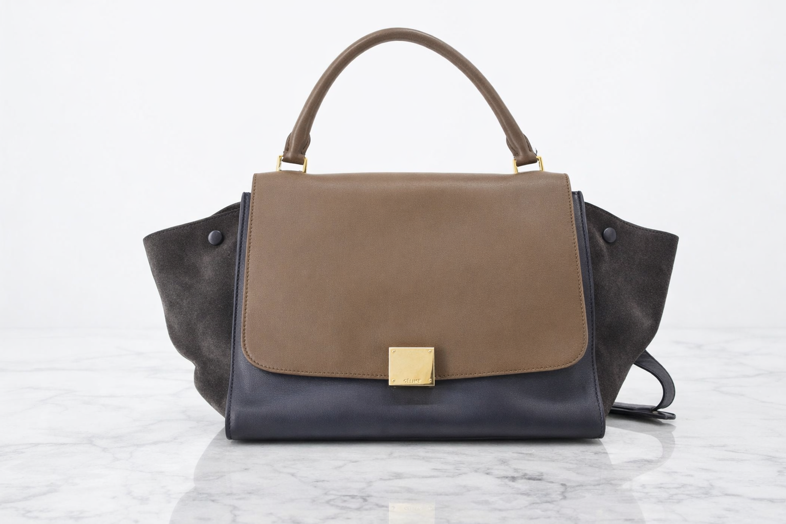 Celine Trapeze Medium 2-Way Bag, Brown/ Navy