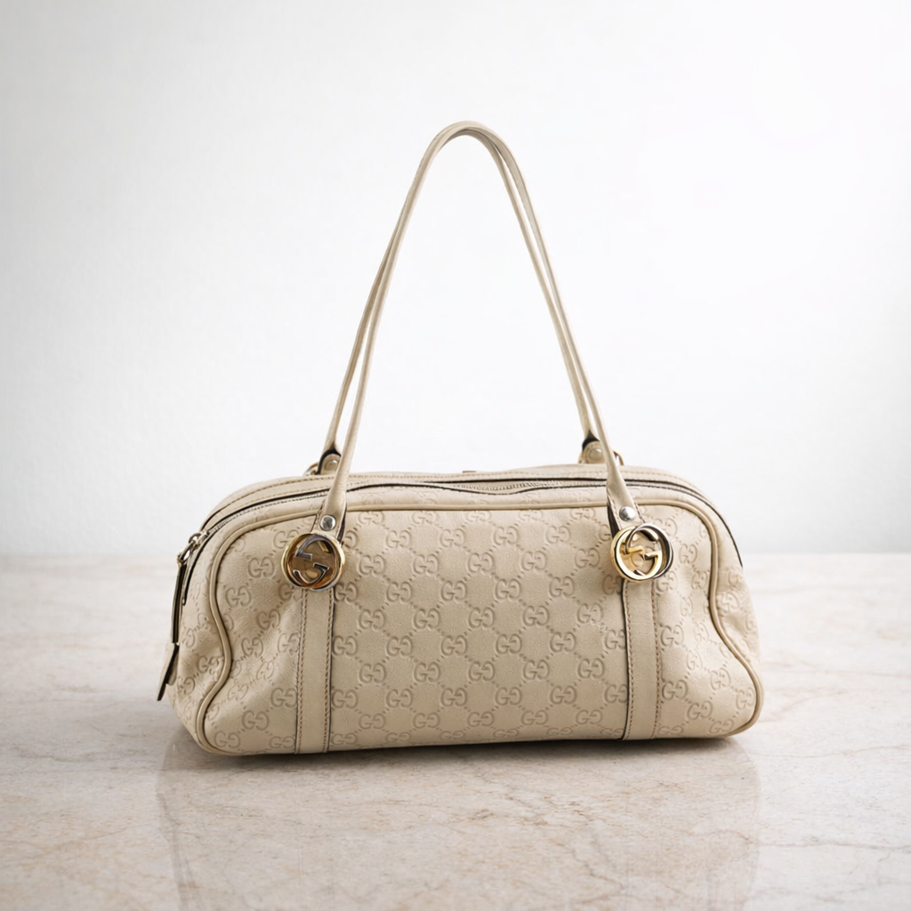 Gucci Guccissima Twin Shoulder Bag Off-White
