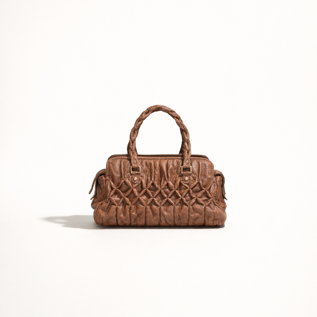 Bottega Veneta Brown Intrecciato Leather Braided Handle Satchel