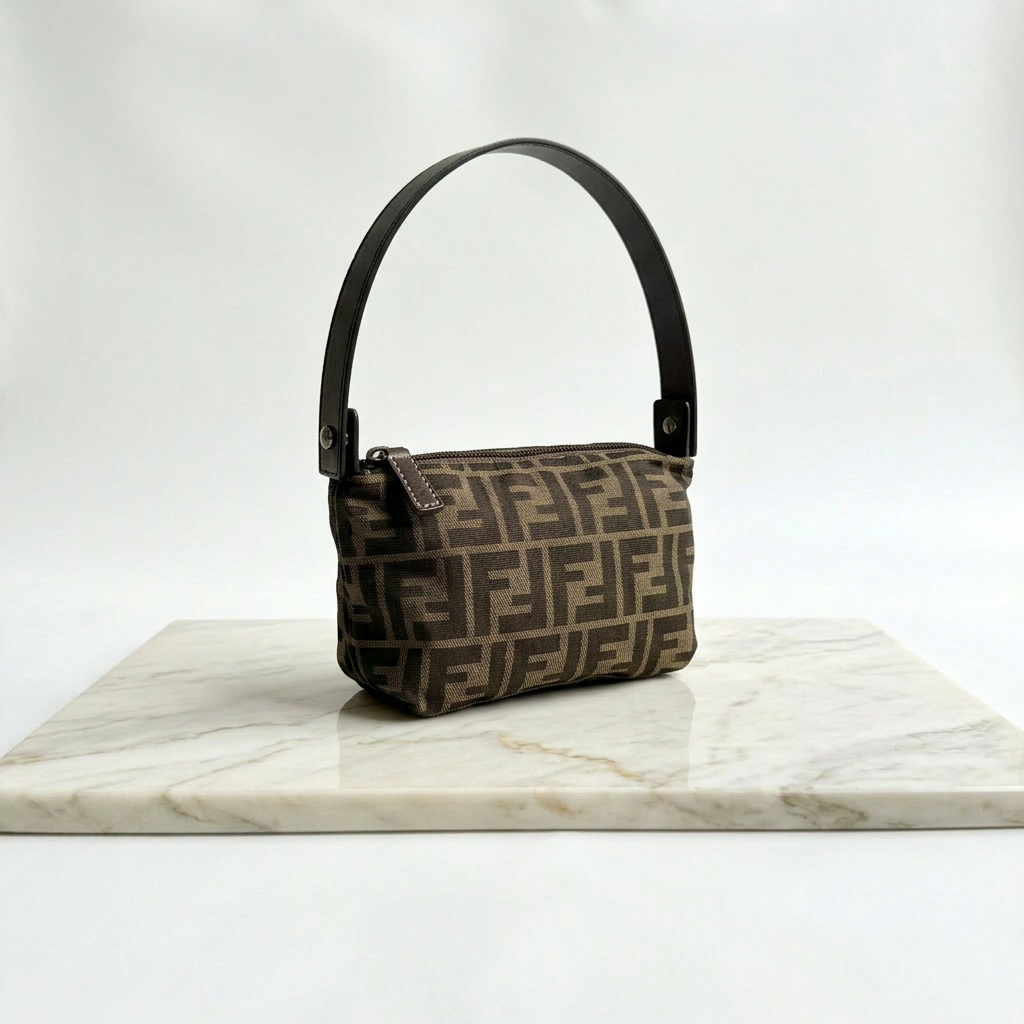 Fendi Brown Zucca Pochette Bag