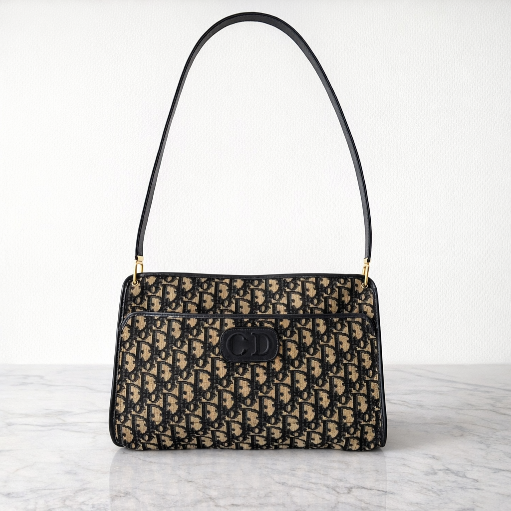 Christian Dior Vintage Navy Canvas Shoulder Bag