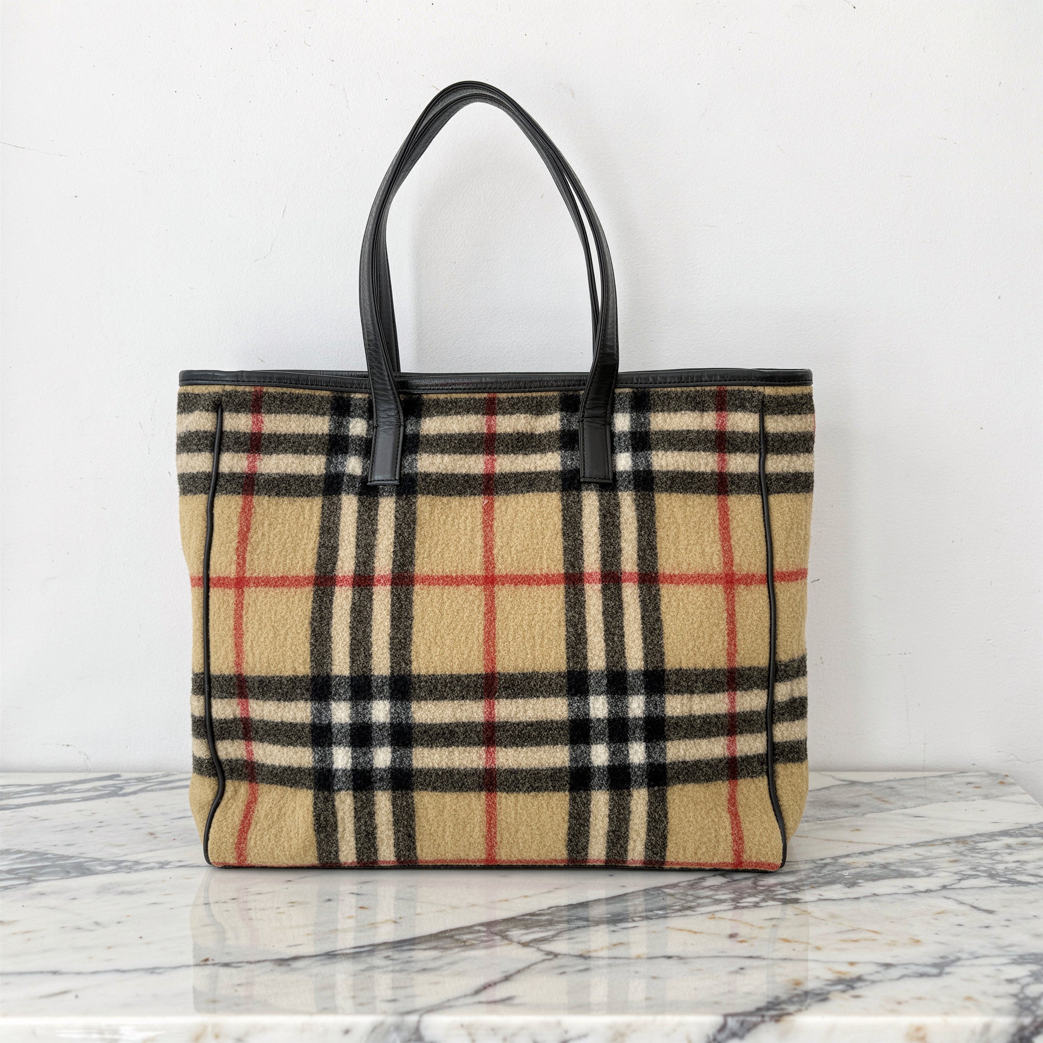 BURBERRY Nova Check Wool Beige Shoulder Bag