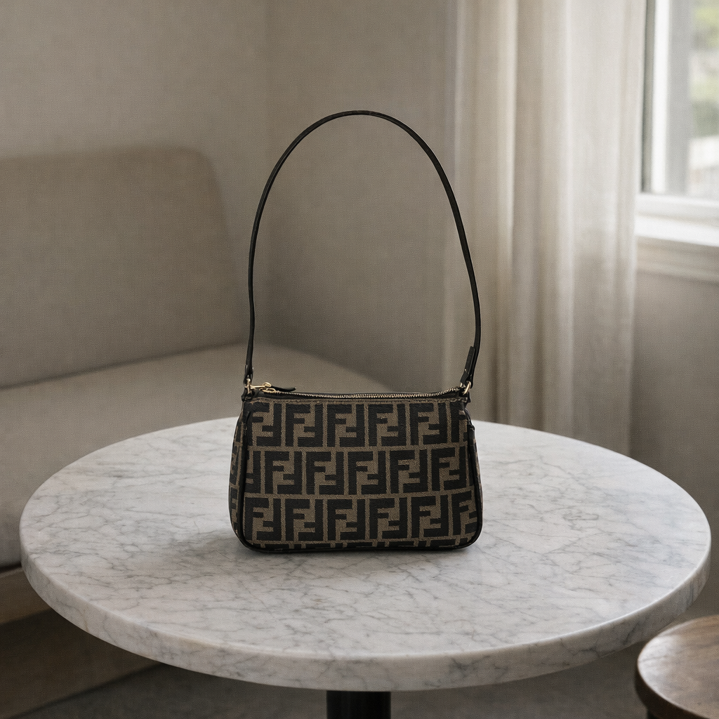 Fendi Tobacco Zucca Print Canvas Mini Pochette