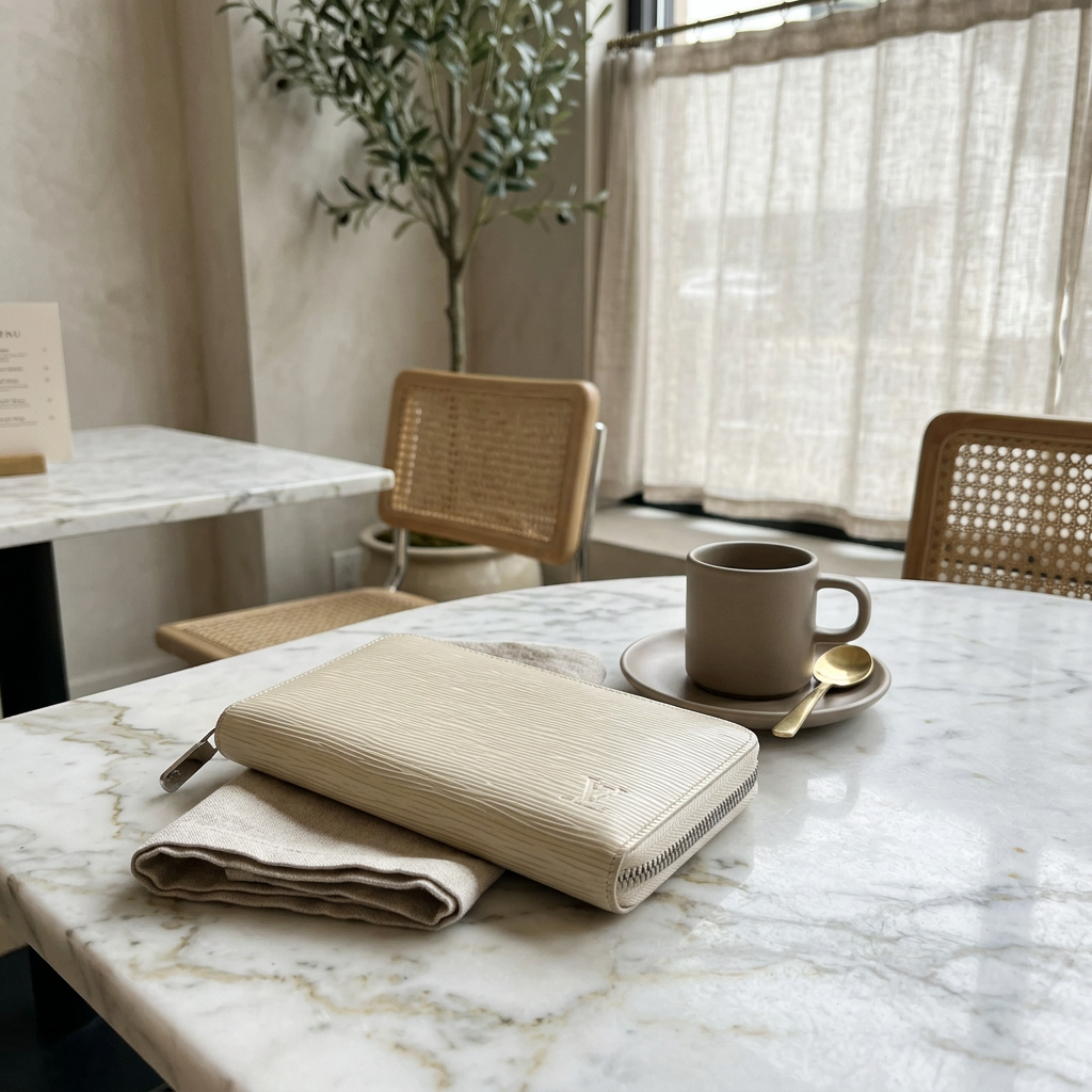 Louis Vuitton White Epi Zippy Wallet Leather