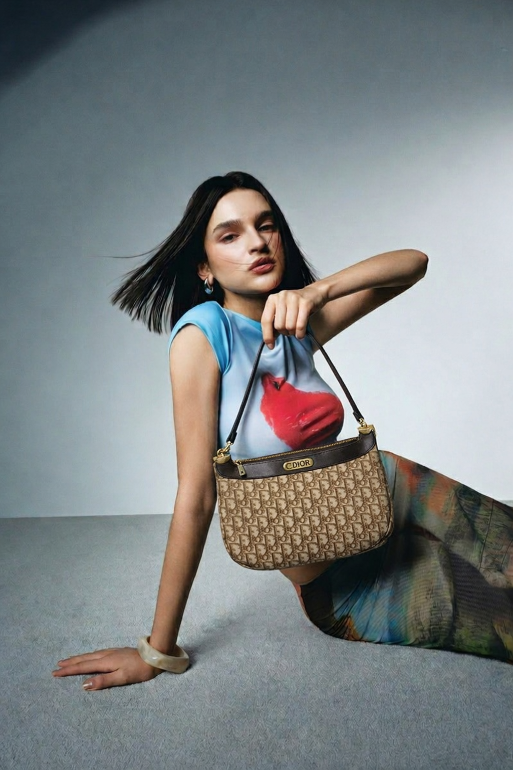 Christian Dior Trotter Brown Canvas Shoulder Bag