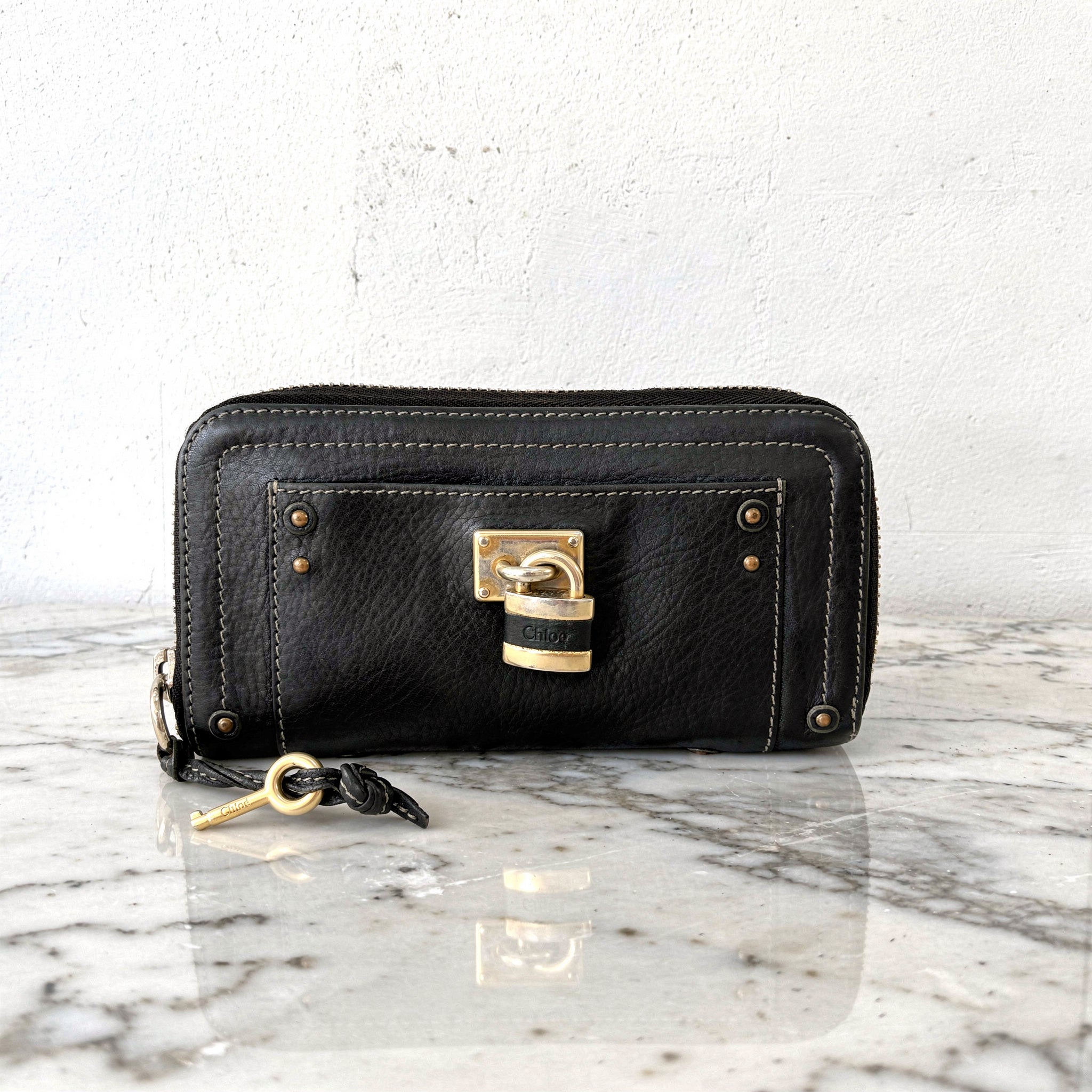 Chloe Black Leather Paddington Long Wallet