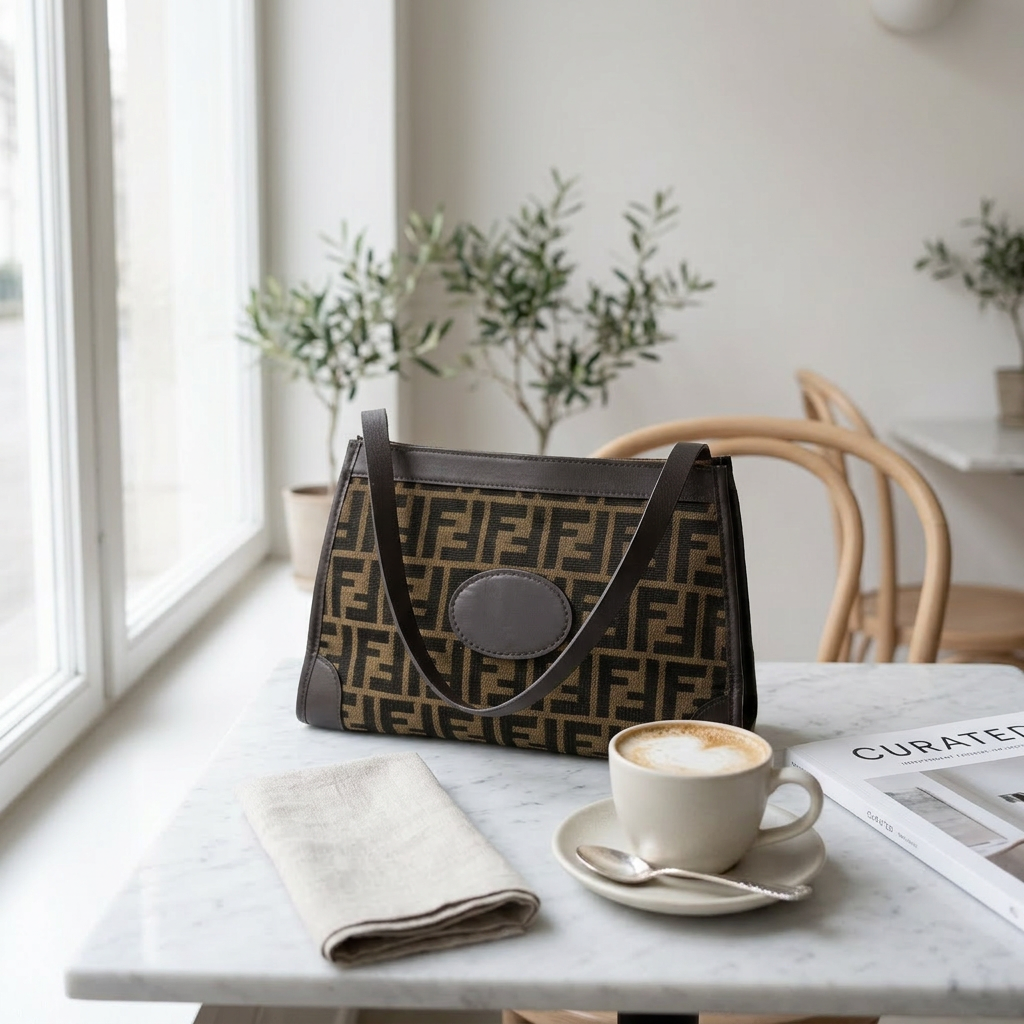 Fendi Brown Canvas Zucca Shoulder Bag