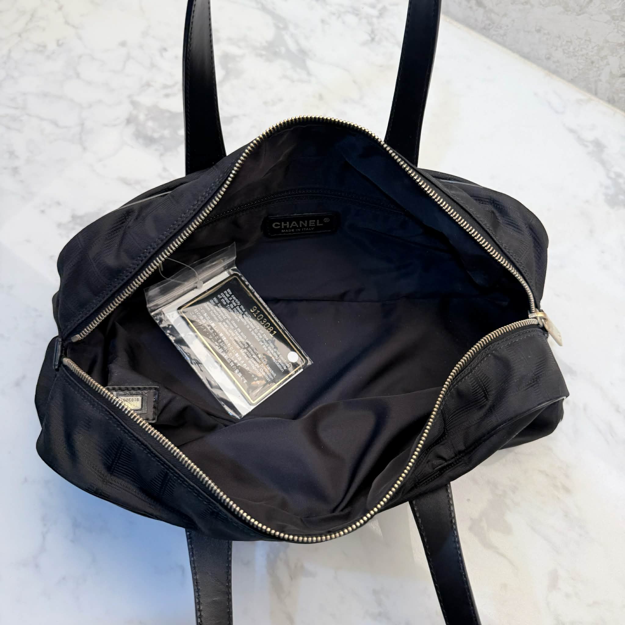 Chanel Black Nylon Canvas Bowler Bag