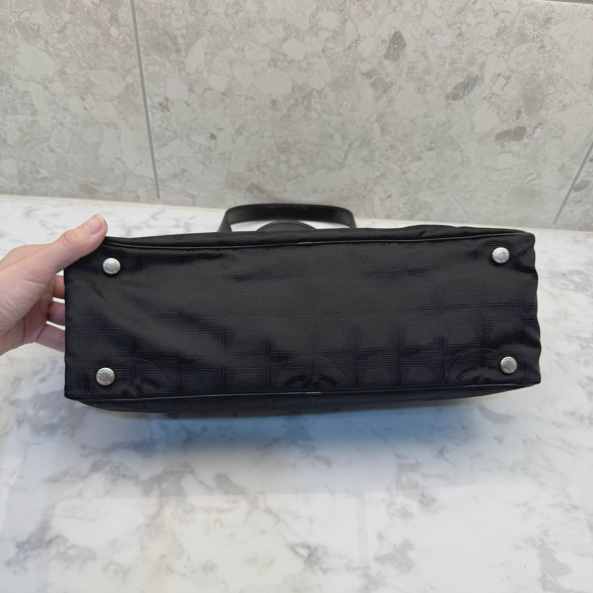 Chanel Black Nylon Canvas Bowler Bag