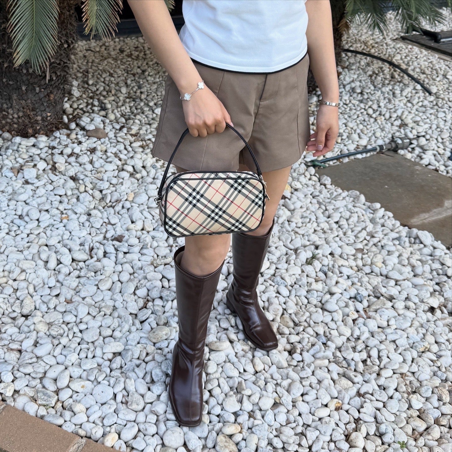 Burberry Nova Check Beige Synthetic Handbag