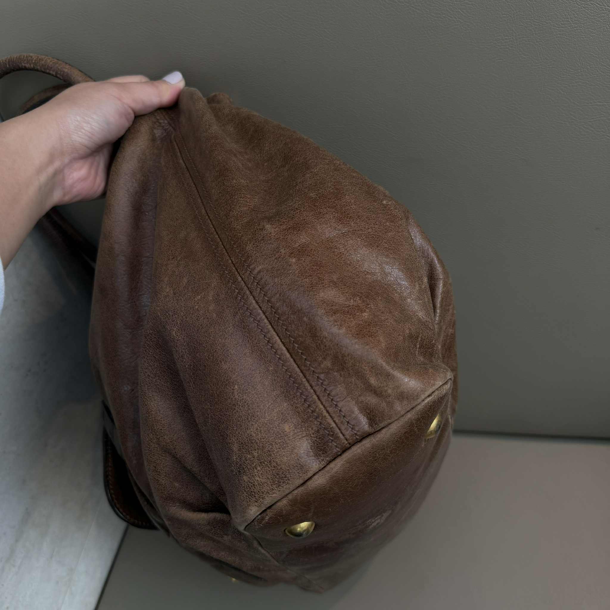 Miu Miu Tan Brown Gold Large Tote Bag 