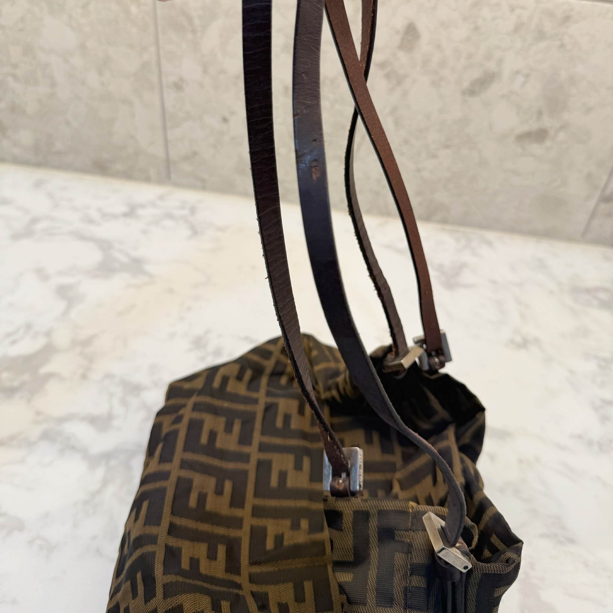 Fendi Zucca Canvas Tote Silver F logo