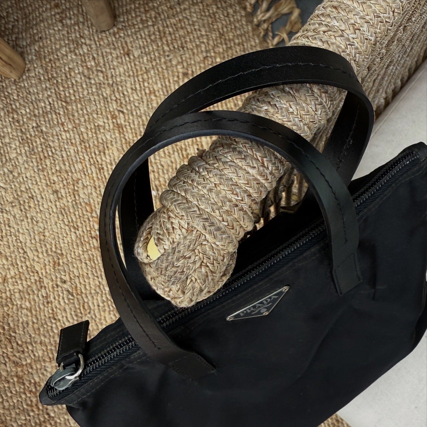 PRADA Black Nylon Tote Bag