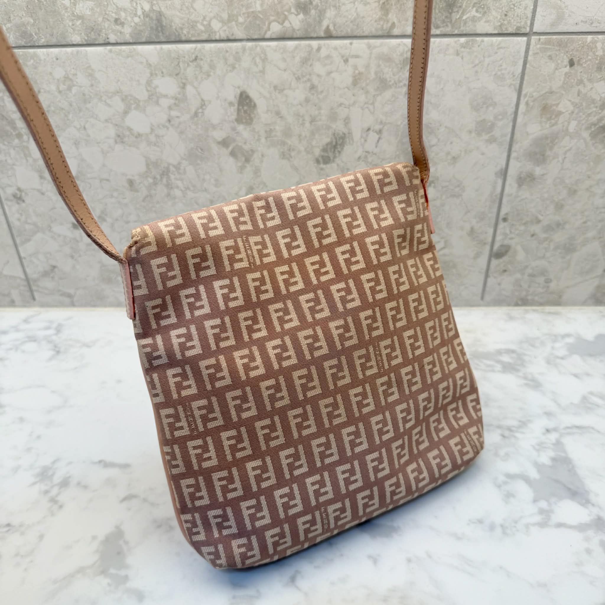 Fendi Zucchino Pink FF Messenger Bag Vintage