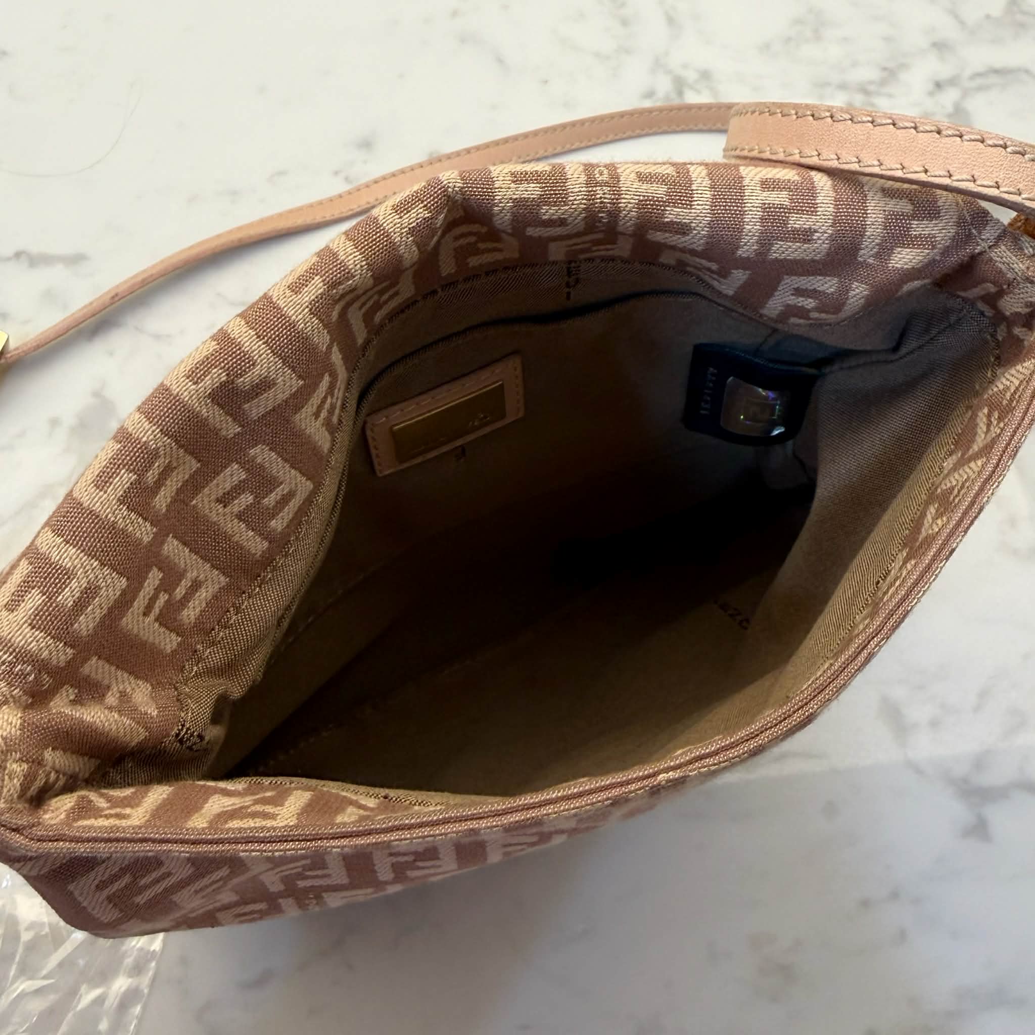 Fendi Zucchino Pink FF Messenger Bag Vintage