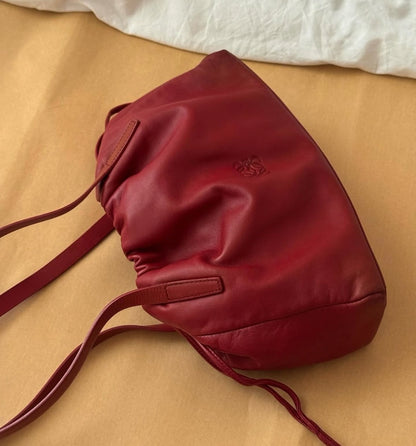 Loewe Vintage Drawstring Shoulder Bag - Red Leather