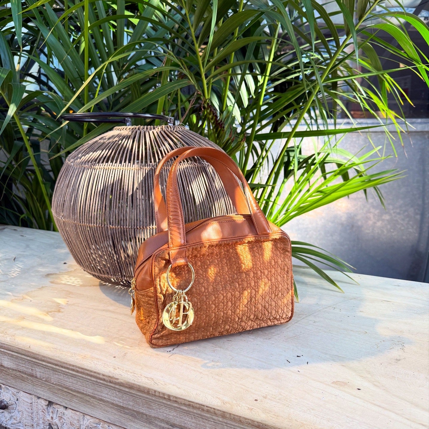 Christian Dior Orange Canvas Tote Bag