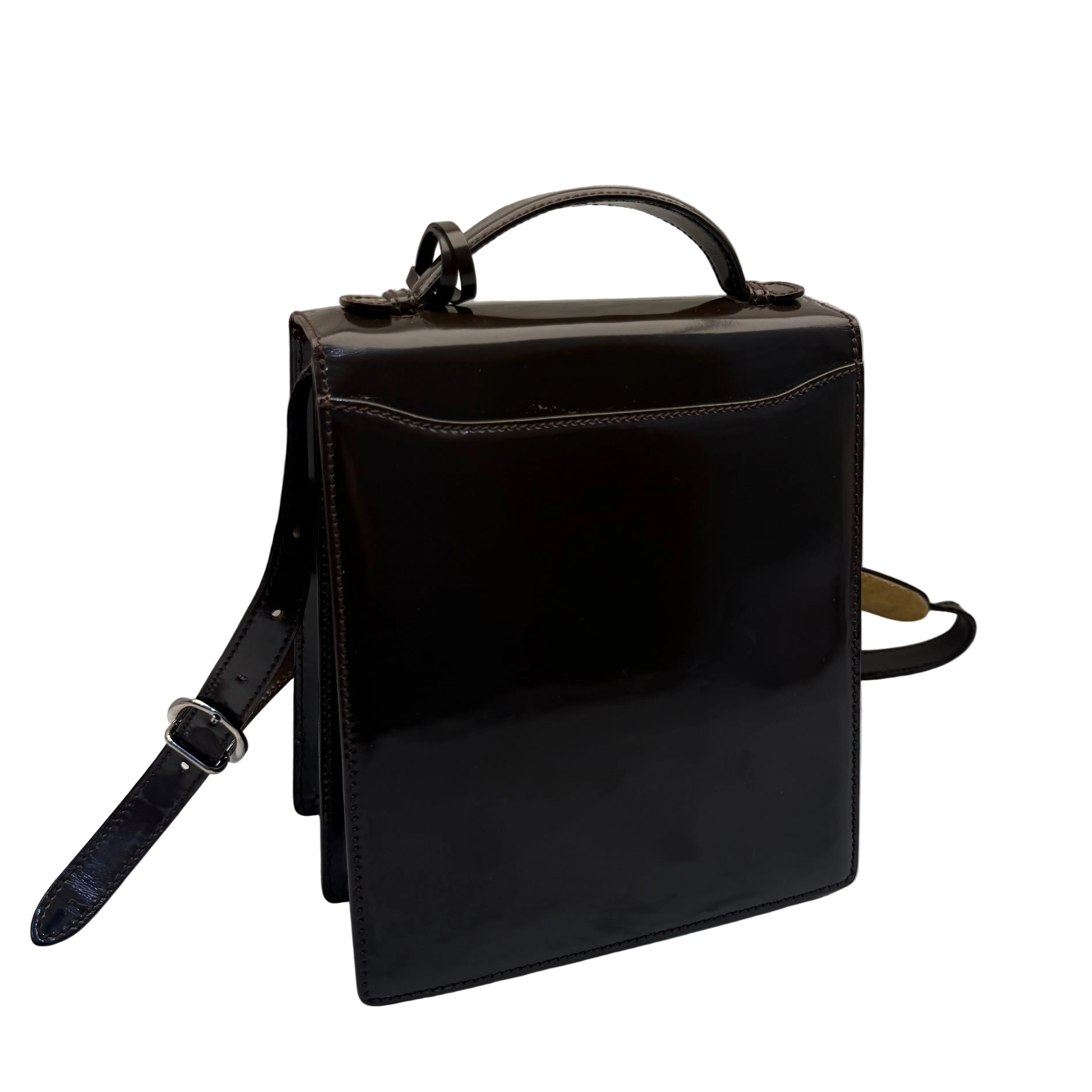 Gucci Dark Brown Patent Leather Vintage Crossbody