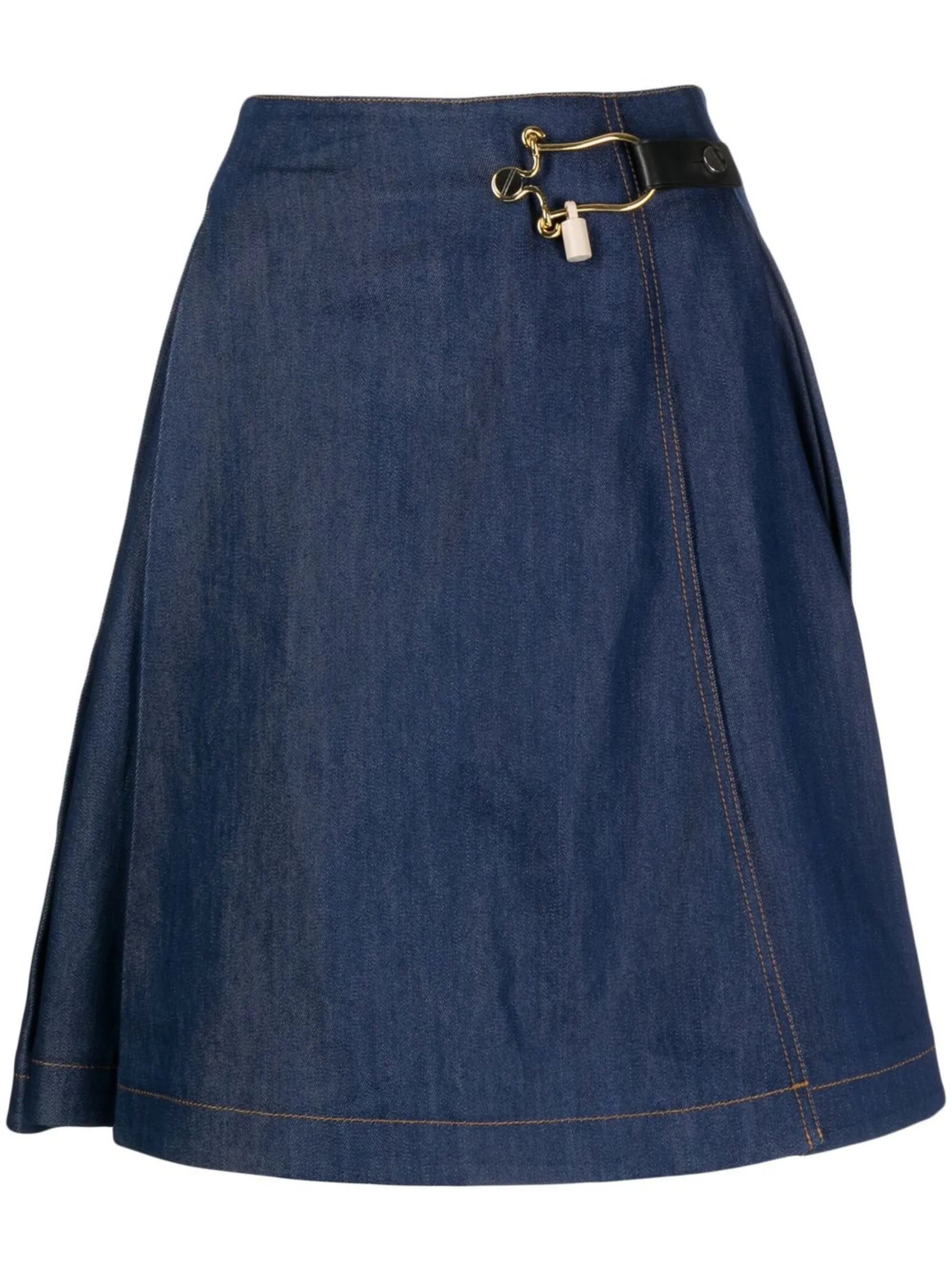 BALENCIAGA toggle-fastened flared denim skirt