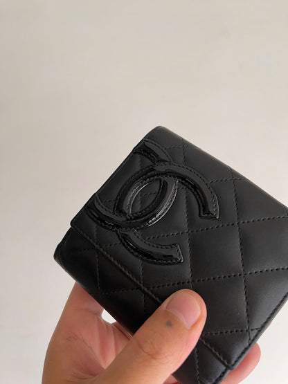 Chanel Cambon Compact Wallet Purse Black