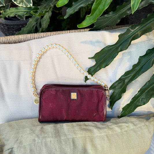 Dior Vintage Pochette Monogramme Bordeaux Logo