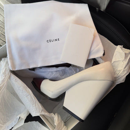 CELINE Spazzolato Bianco Runway Pumps 9cm