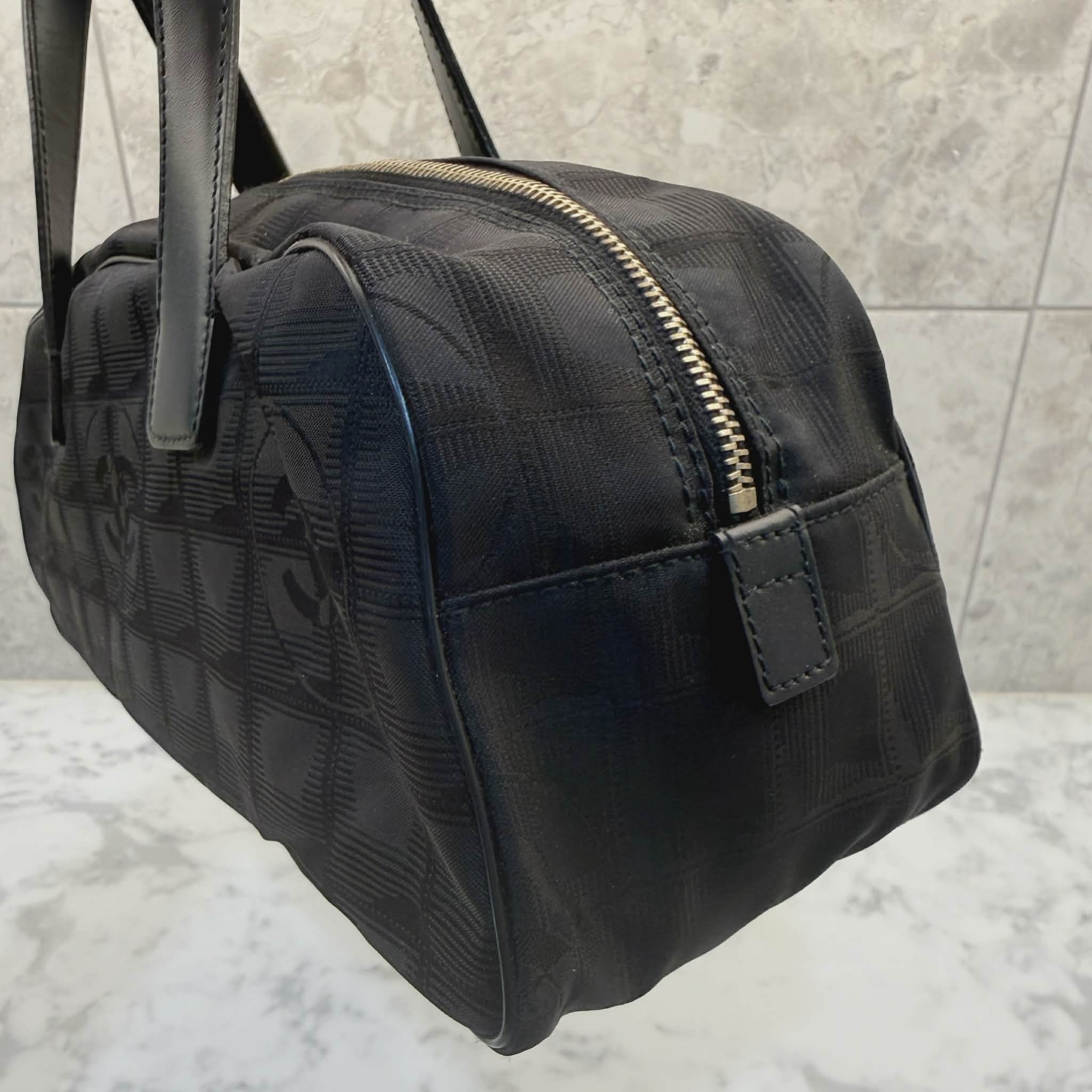 Chanel Black Nylon Canvas Bowler Bag