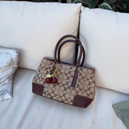 Coach Signature Leather Canvas Handbag Brown