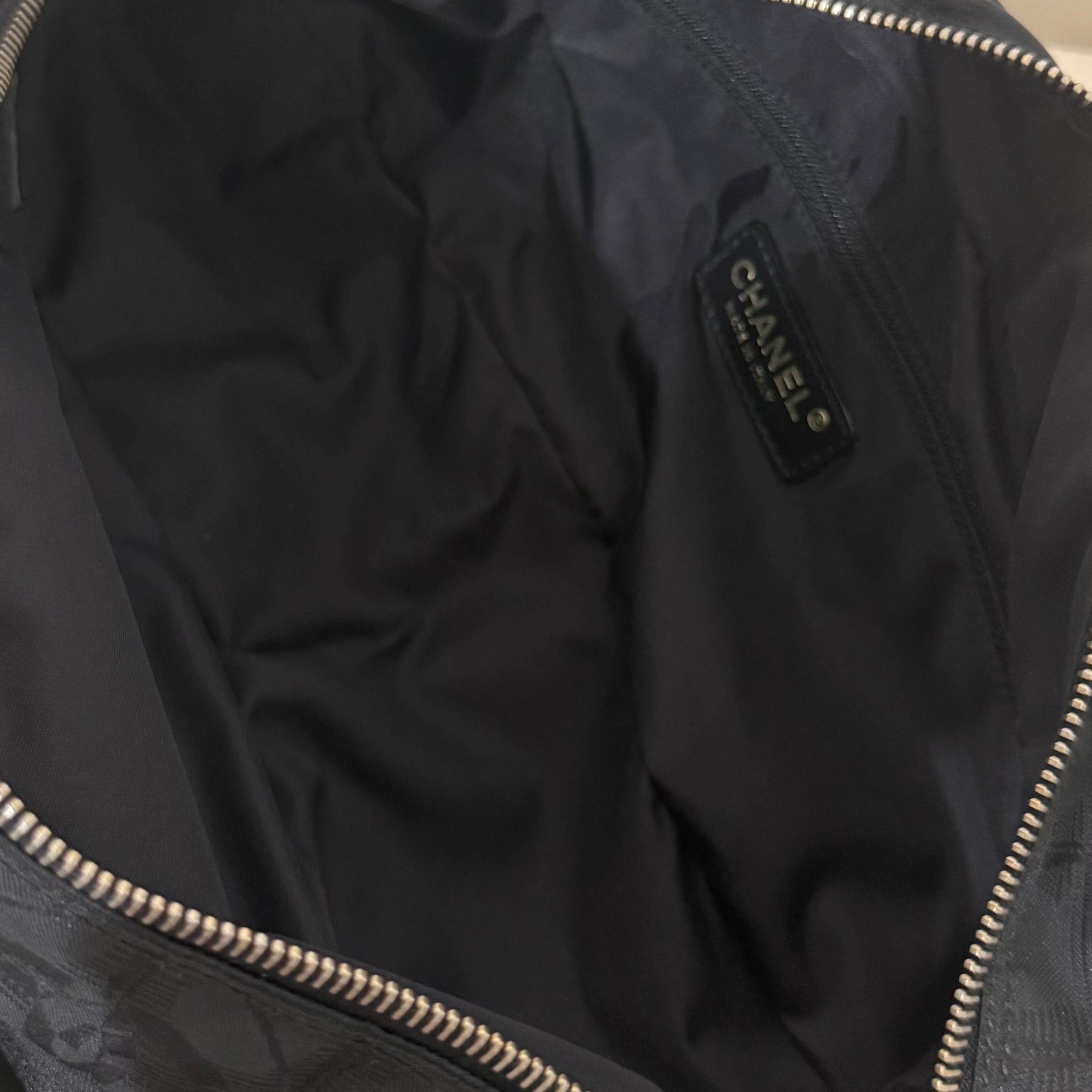 Chanel Black Nylon Canvas Bowler Bag