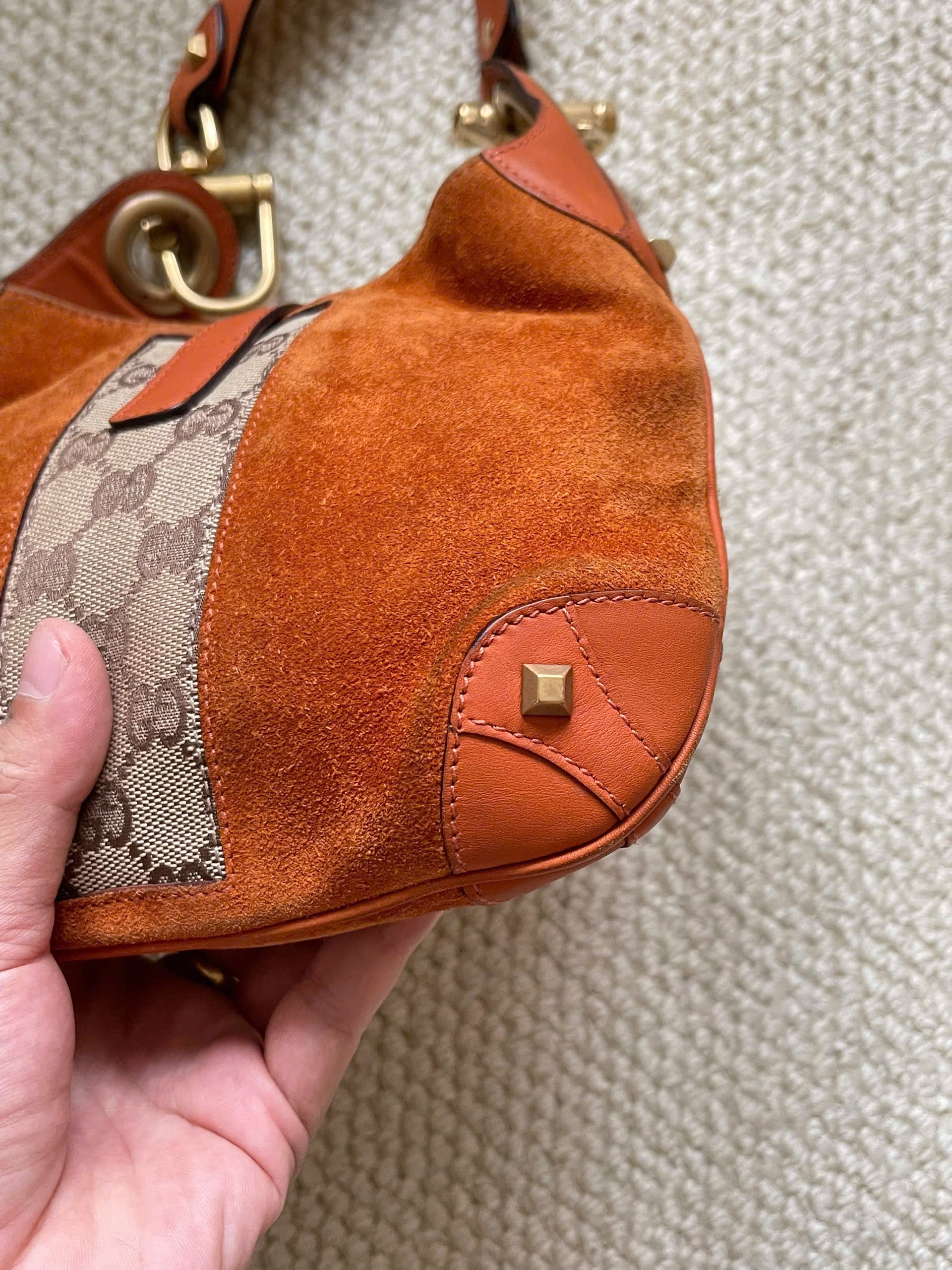 GUCCI Suede Nailhead Jackie shoulder bag