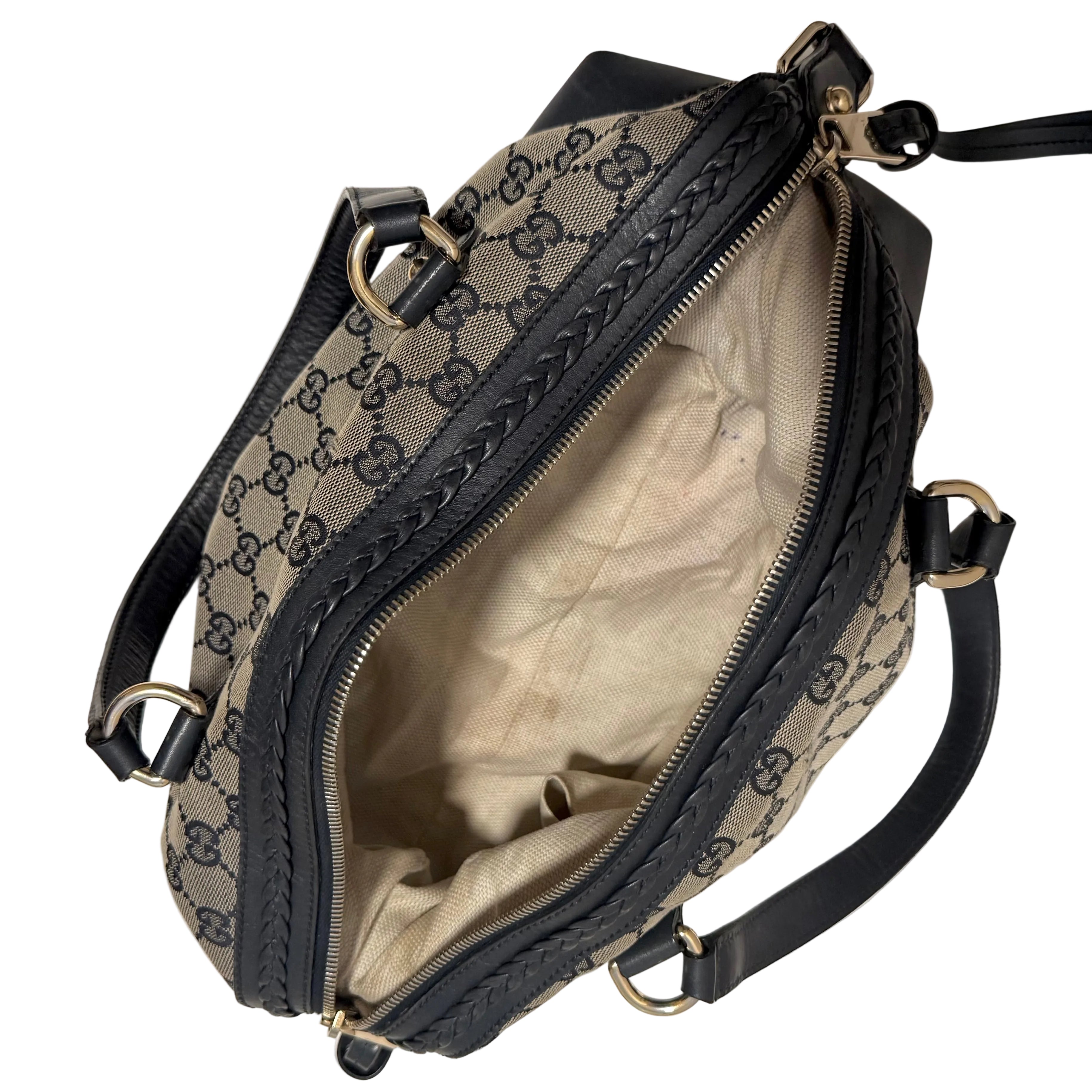 Gucci Navy Leather Brick Lane Boston Bag