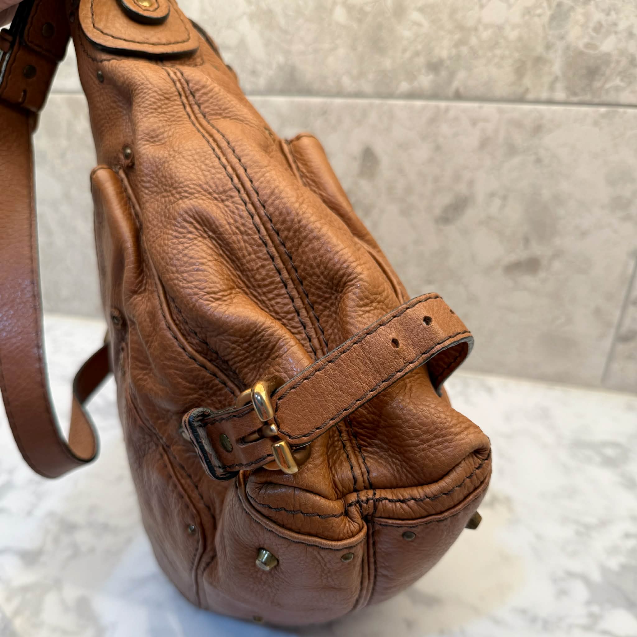 Chloe Leather Large Paddington Shoulder Bag Brown