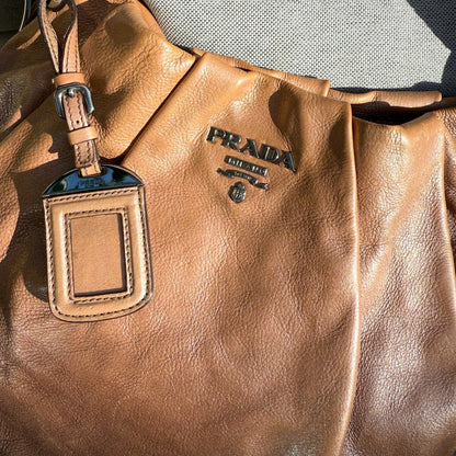Prada Glace Calf Sfumata Pleated Hobo