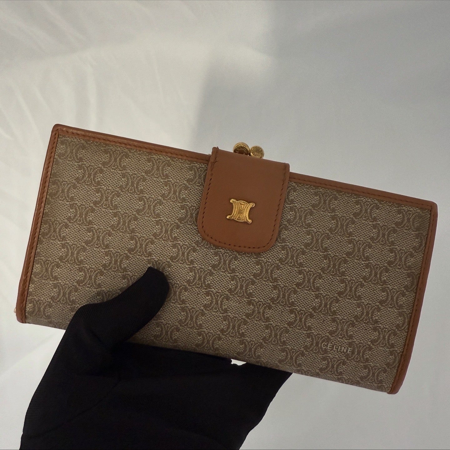 Celine Macadam Canvas Long Wallet Beige