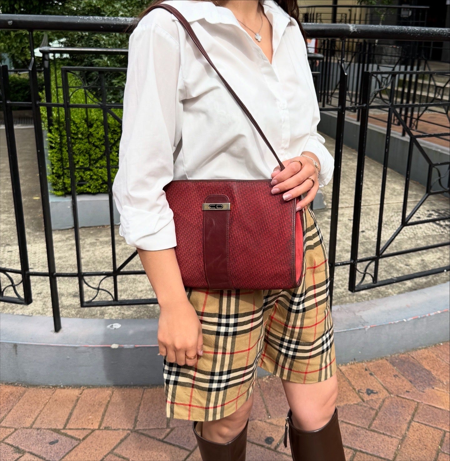 Dior Burgundy Shoulder Bag