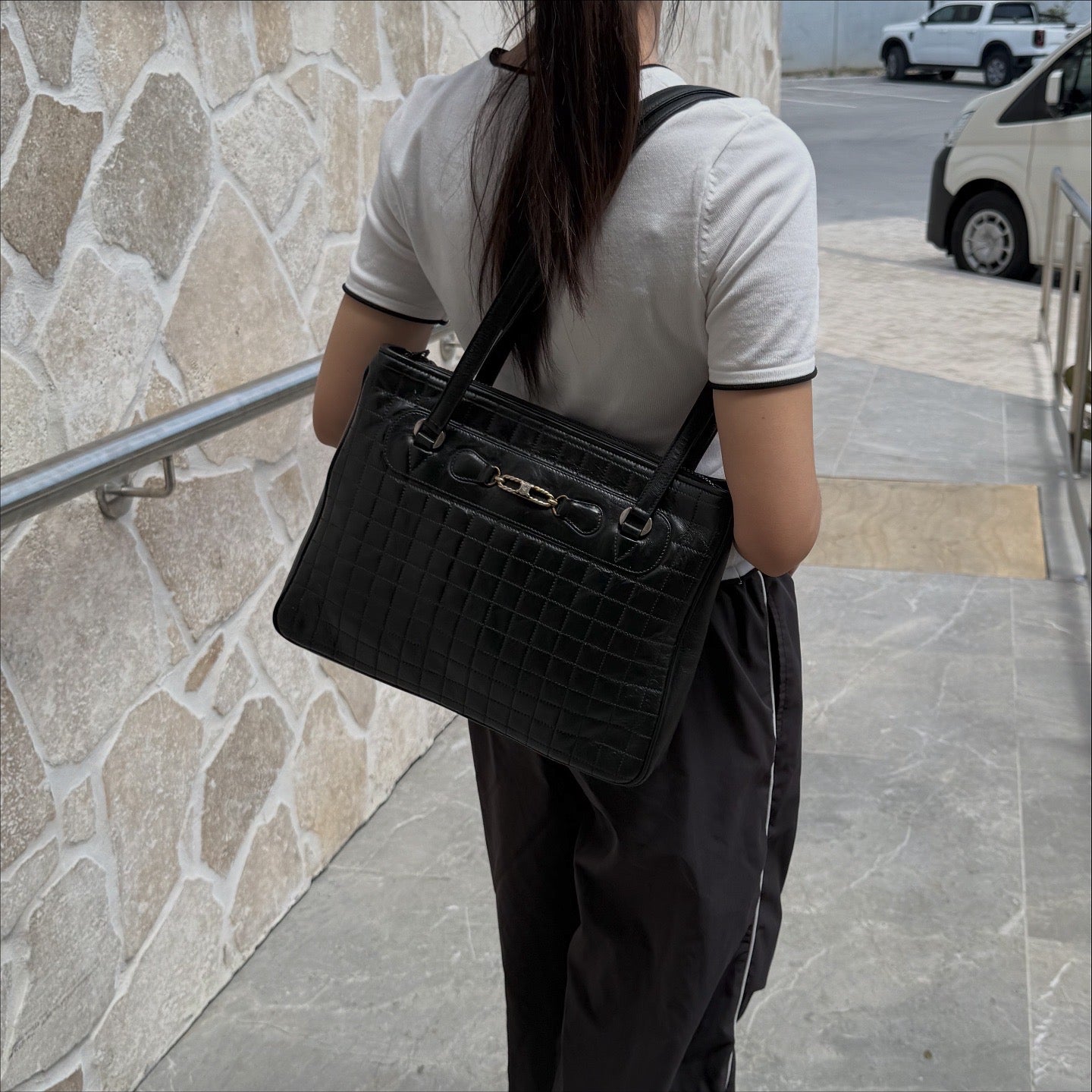 Celine Black Leather Shoulder Bag