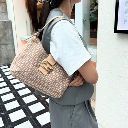 Fendi Light Pink Zucchino Baguette Shoulder Bag