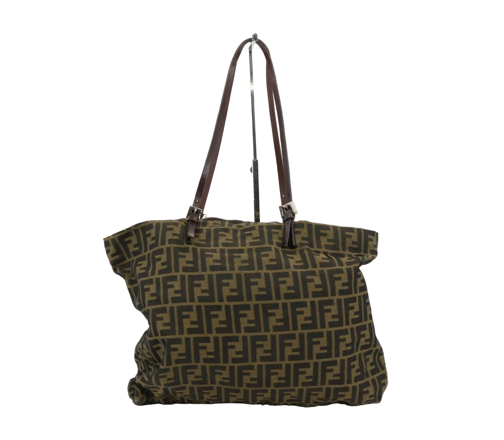 Fendi Zucca Canvas Tote Silver Logo FF