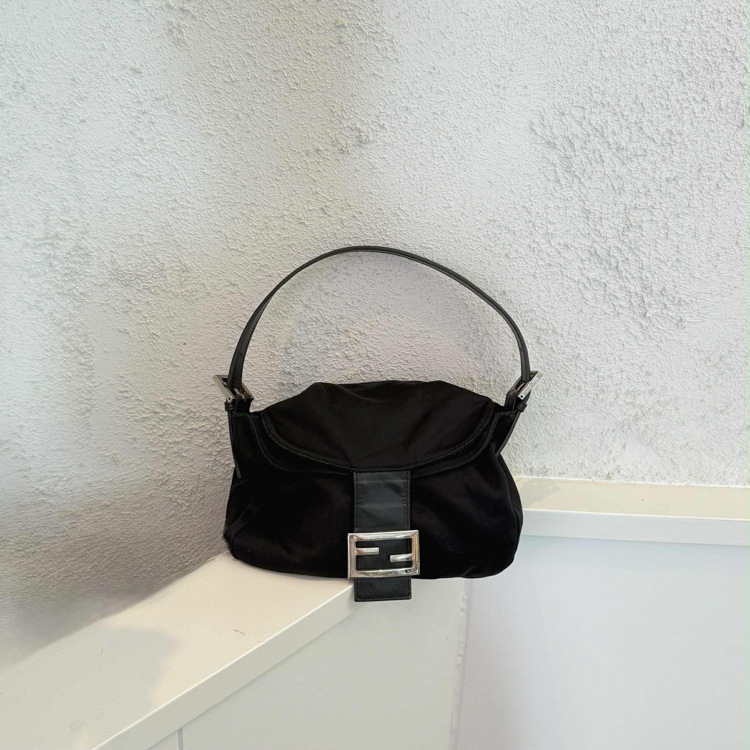 Fendi Mamma Baguette Bag Black Nylon