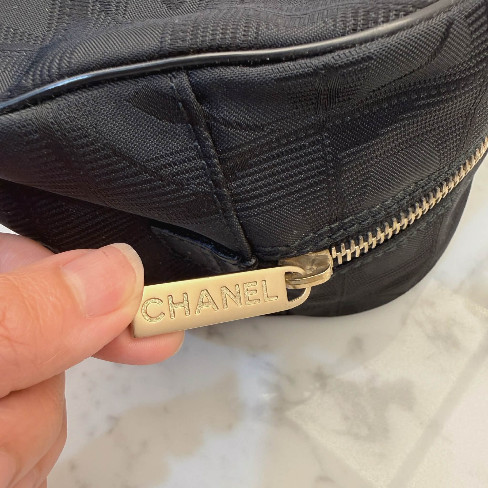 Chanel Black Nylon Canvas Bowler Bag