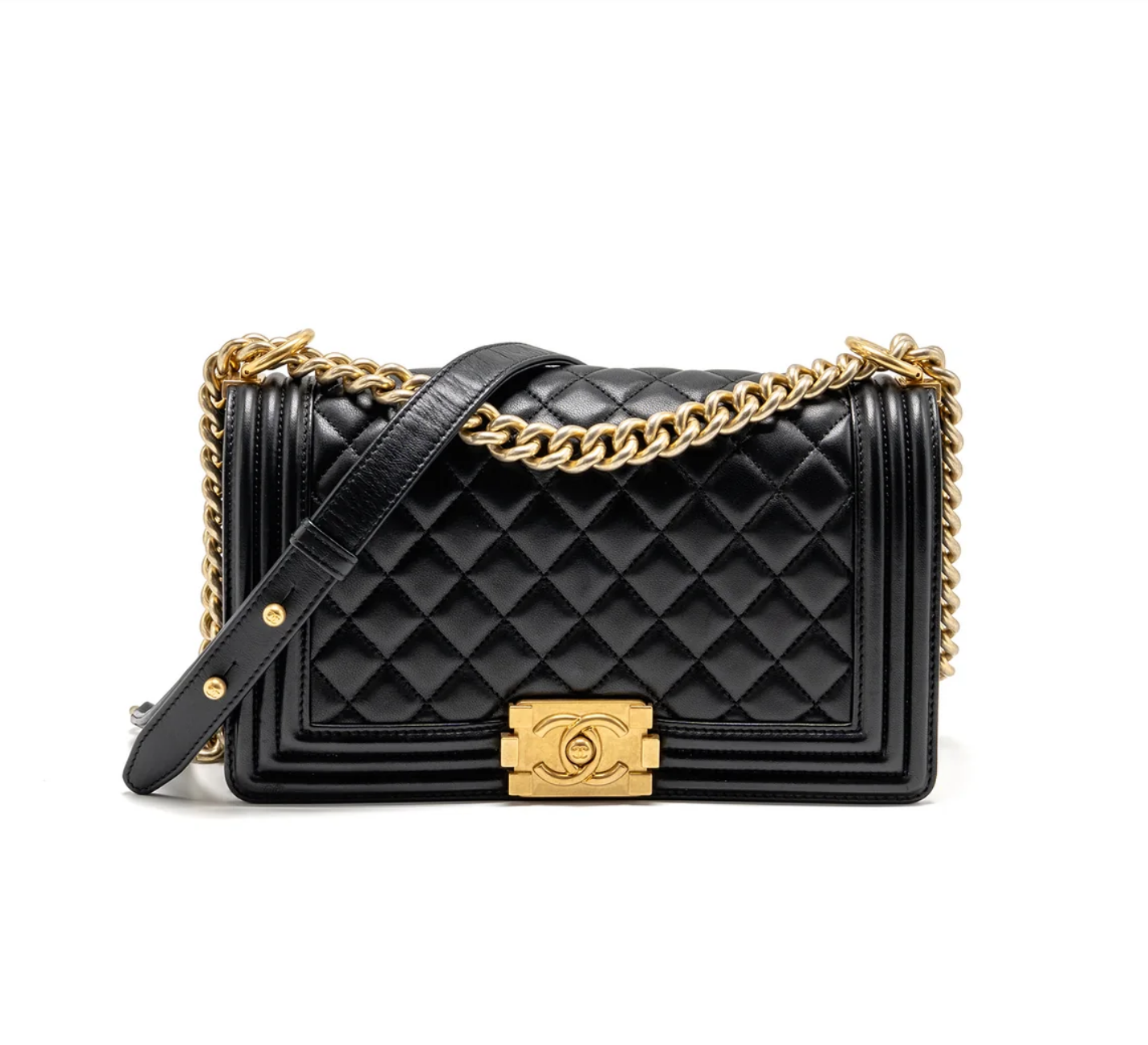 Chanel Boy Old Medium Black lambskin GHW