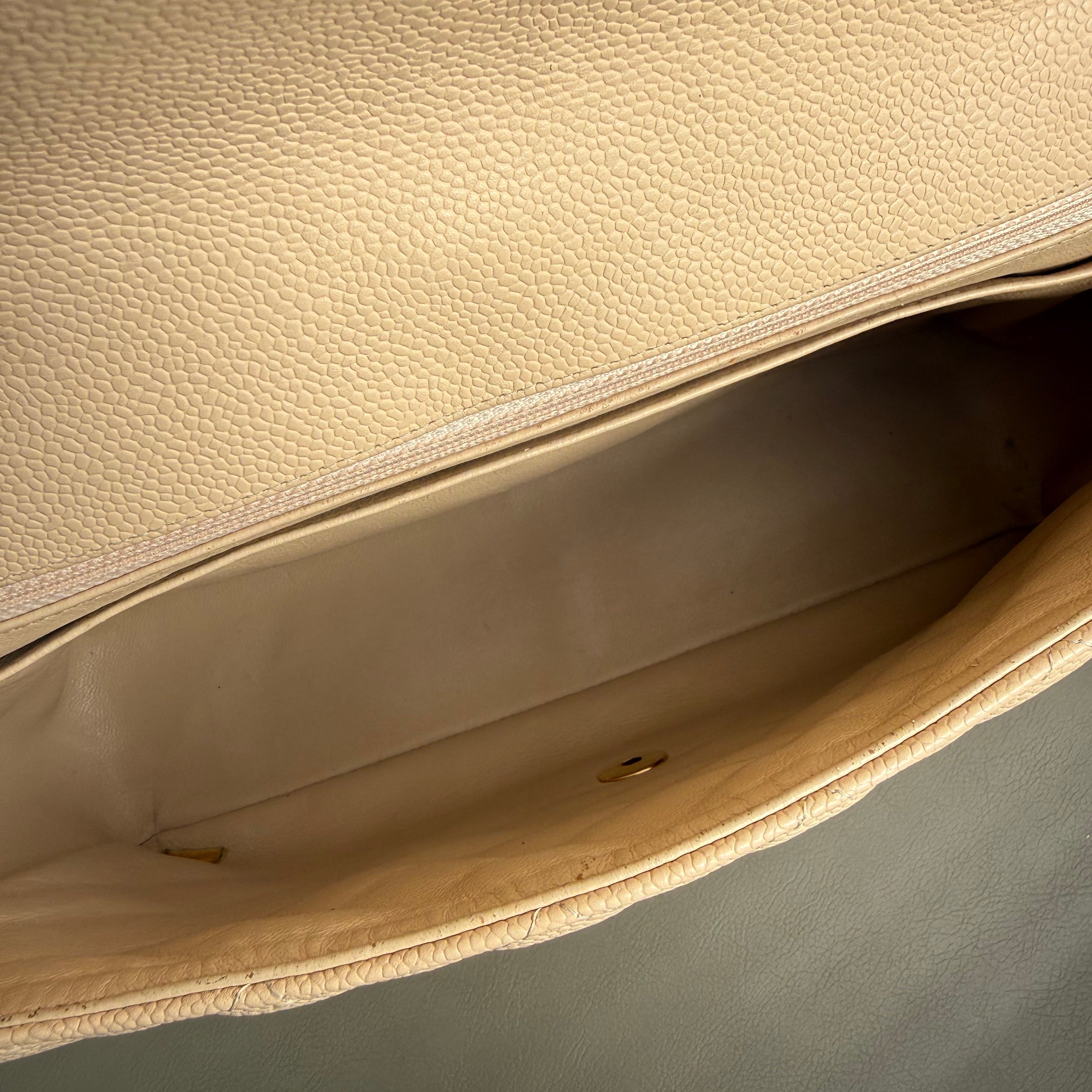 Chanel Classic Flap Jumbo Beige Caviar Bag