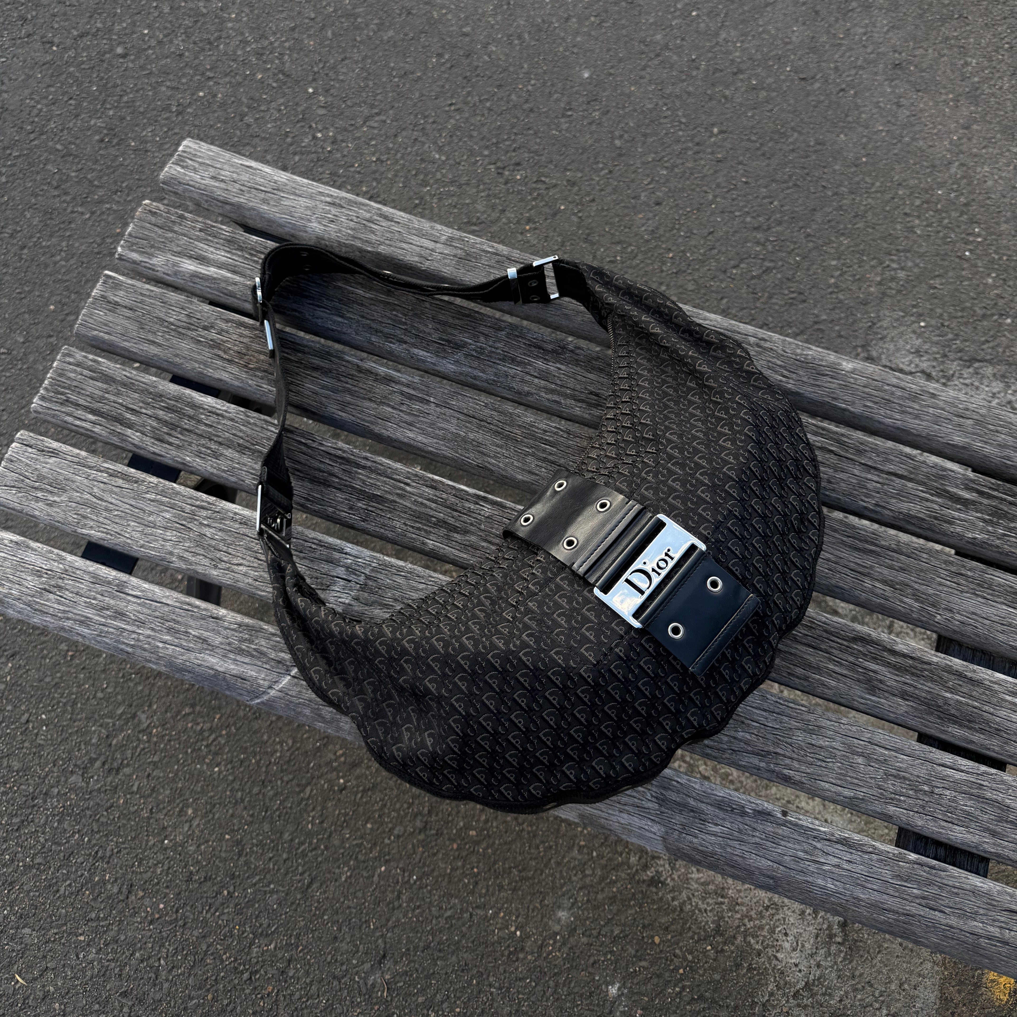 CHRISTIAN DIOR BLACK DIORISSIMO HALF MOON BAG