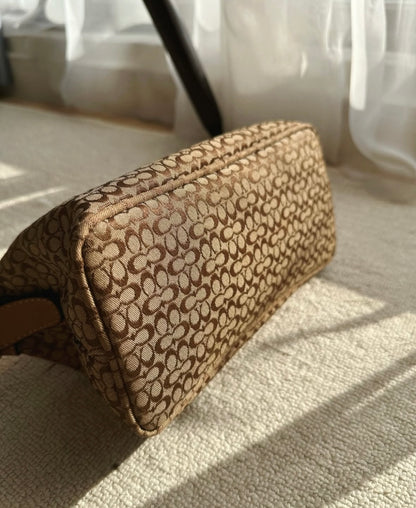 COACH Brown Monogram Small Baguette Bag