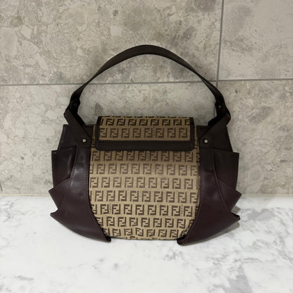Fendi Zucchino Canvas and Leather Borsa Tuc Hobo