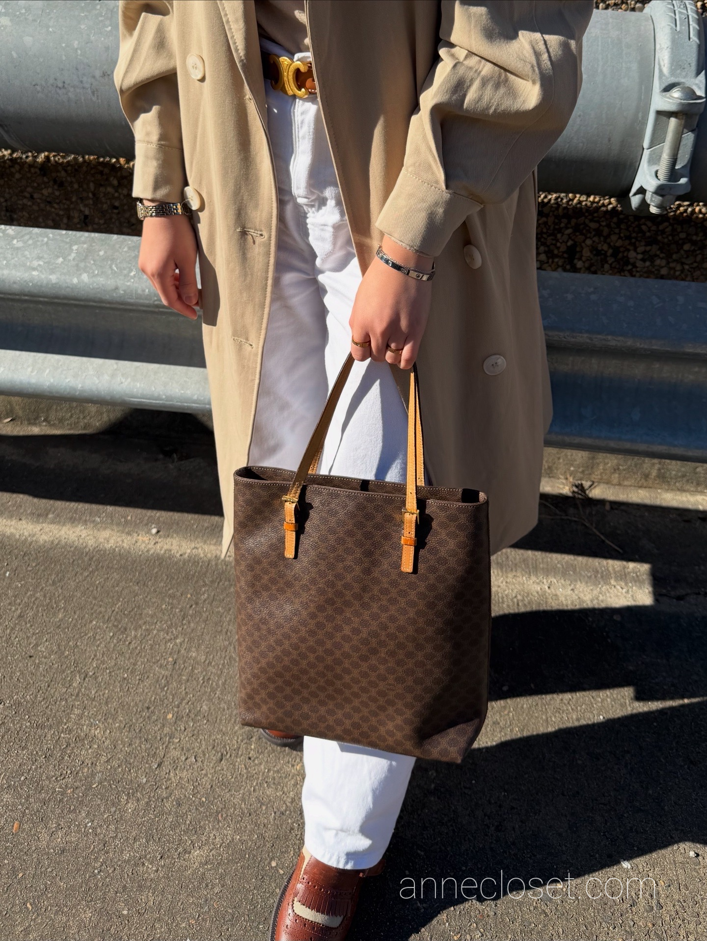 Celine Vintage Brown Macadam Tote Bag