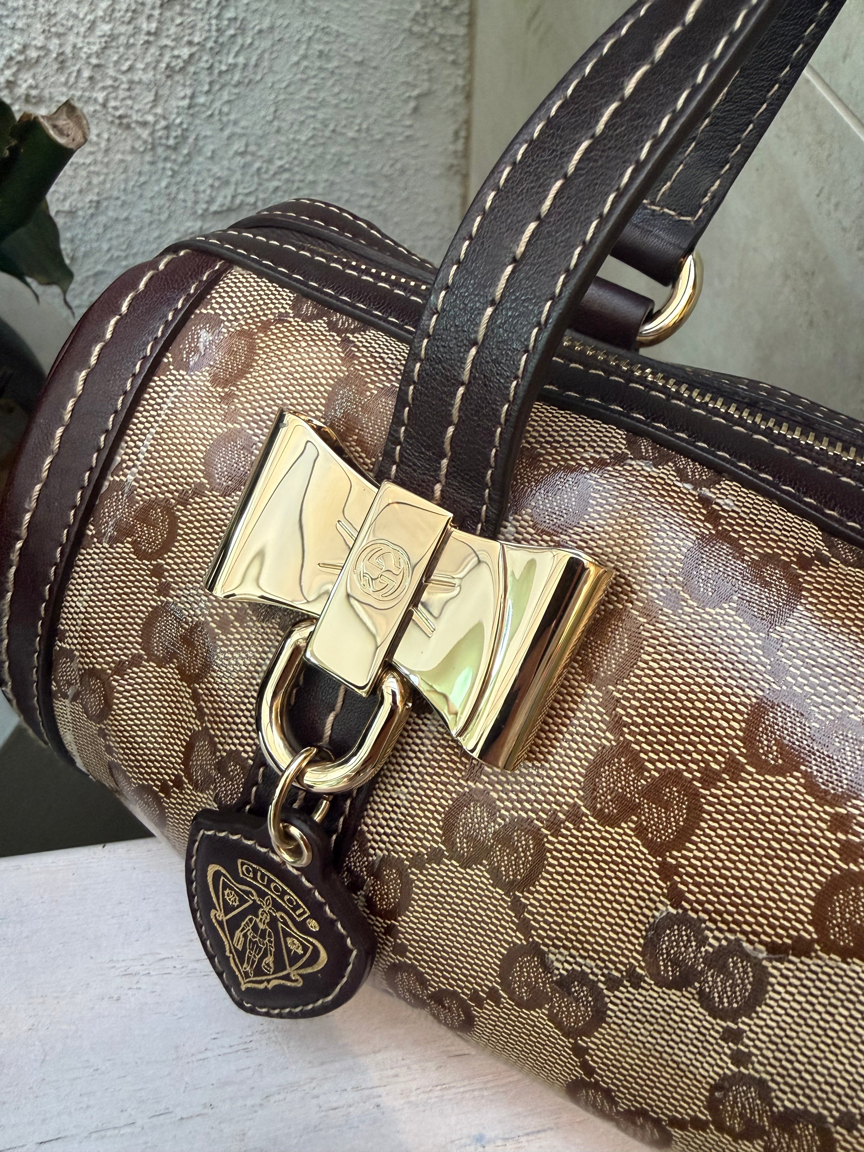 Gucci Monogram Crystal Duchessa Boston Bag