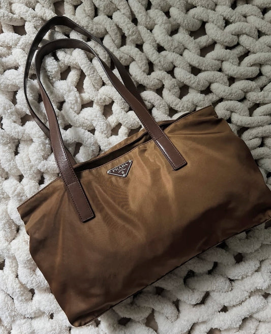 Prada Nylon Shoulder Bag (Brown)