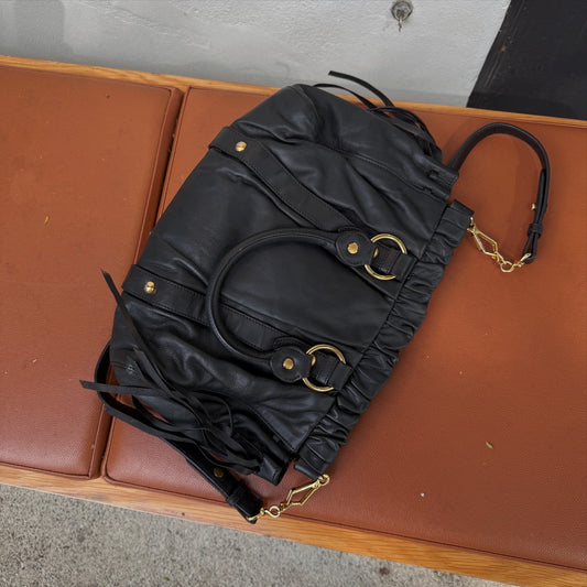 Miu Miu Vitello Black Top Handle Satchel