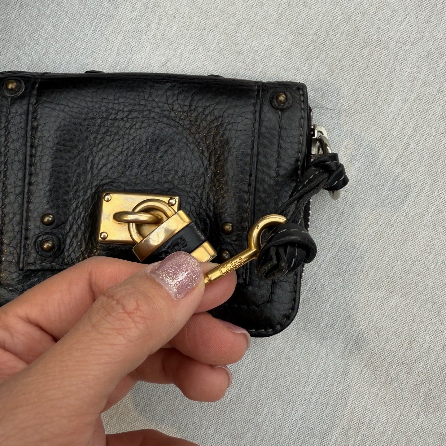 Chloe Black Leather Paddington Small Wallet